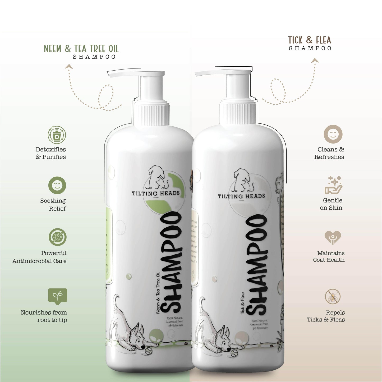 Essential Oils Dog Shampoo Combo – Neem | Tick Relief | Tilting Heads - Tilting Heads