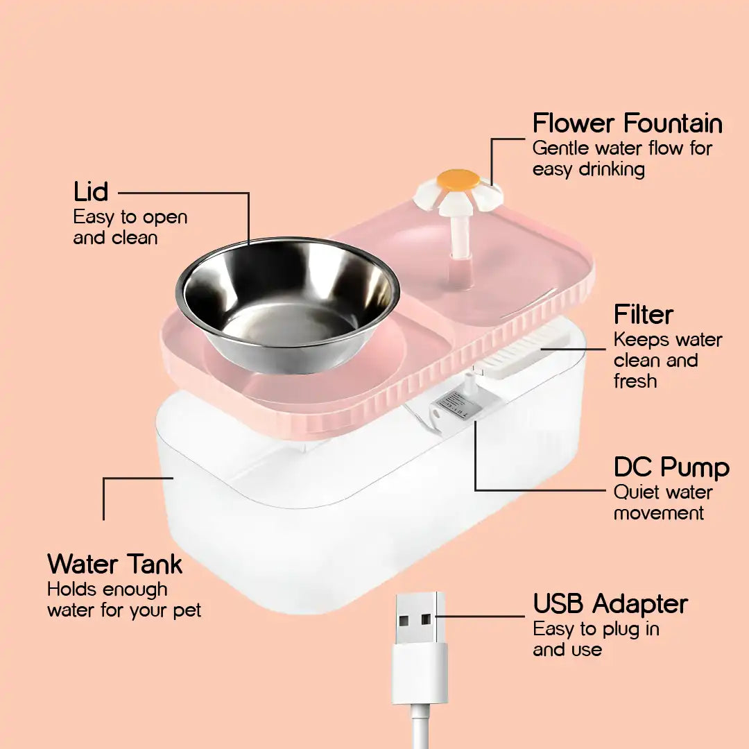 CalmQuench Feeder | 2-in-1 Water Fountain + Feeder