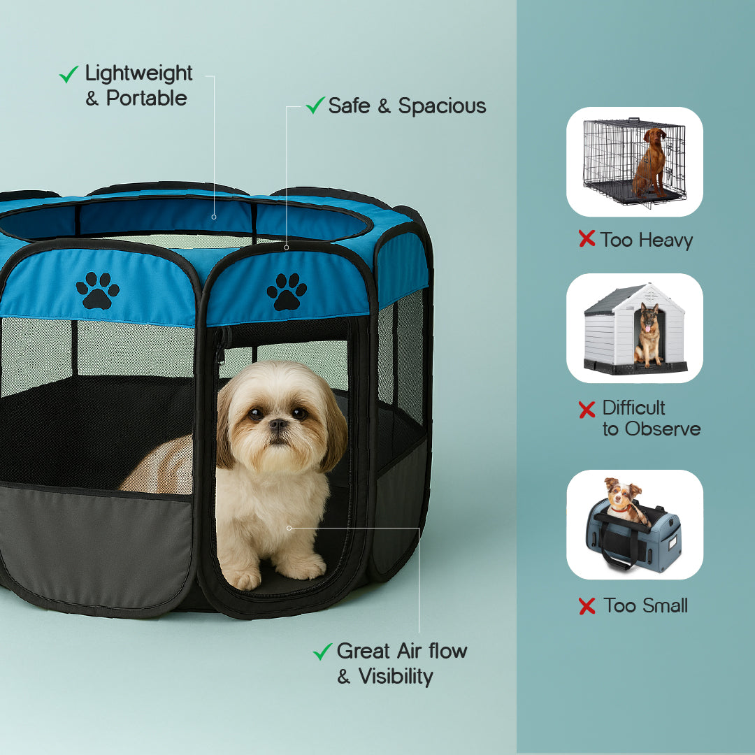 CasaFrolic Playpen | Foldable Pet Enclosure | Safe, Portable & Breathable
