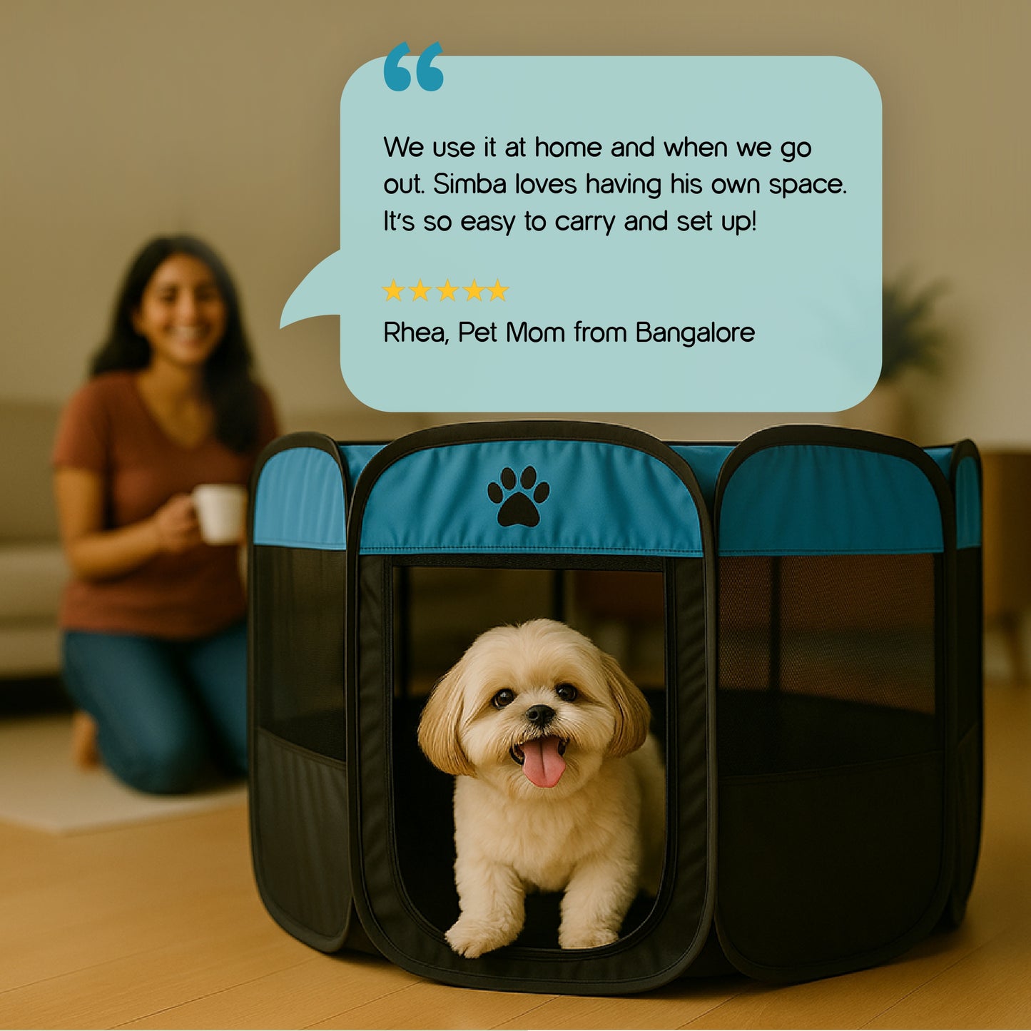 CasaFrolic Playpen | Foldable Pet Enclosure | Safe, Portable & Breathable