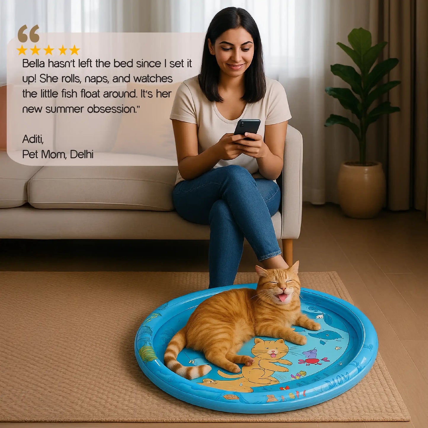 LumenPool Bed – Cooling Water Bed with Floating Toys | Anti-Scratch | Foldable | Stress-Relieving