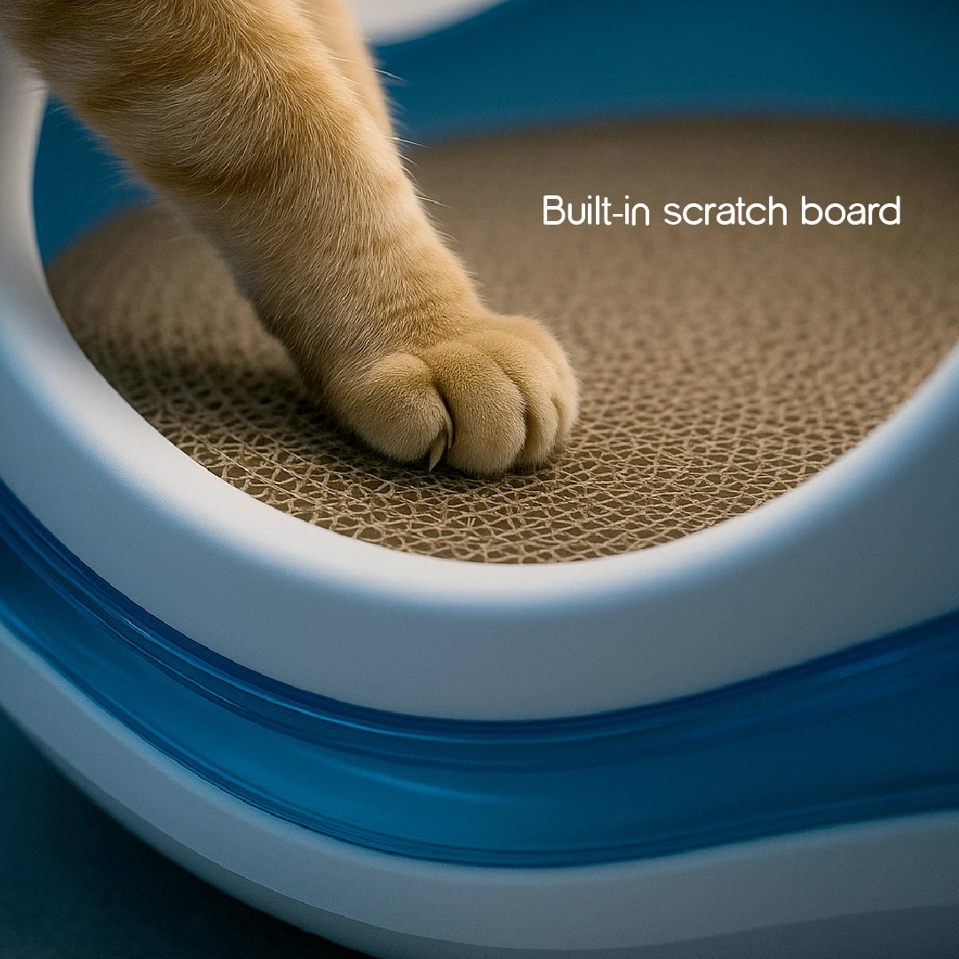 Meow Cave – Covered Cat Lounge with Built-in Scratch Board | Safe, Cozy & Enclosed