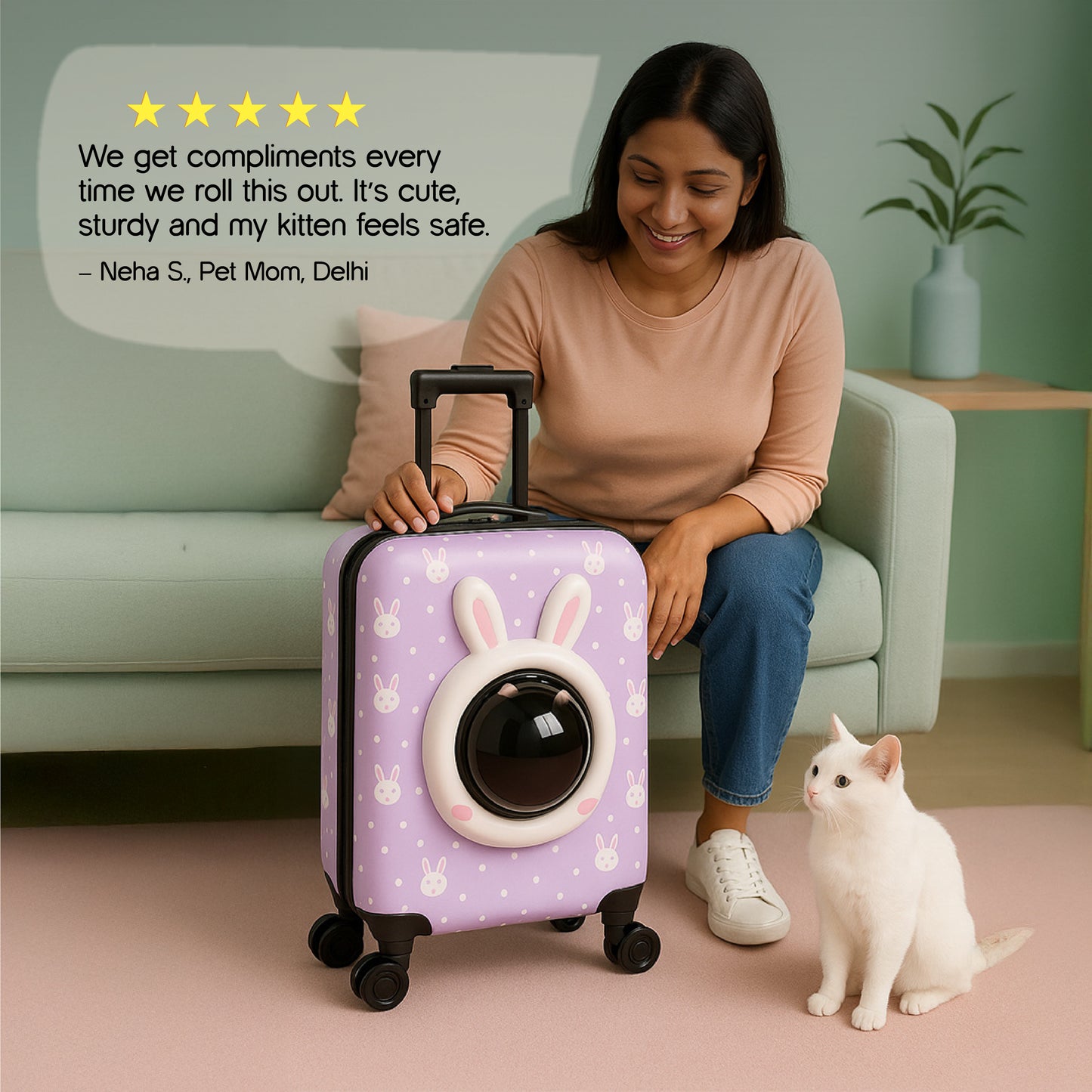 Wander Whiskers | Suitcase-Style Pet Carrier | Air-Comfy Travel