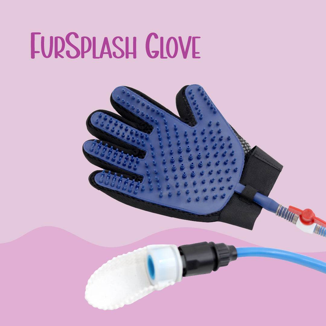 FurSplash Glove – Ergonomic Pet Bathing & Grooming Tool with Silicone Nubs - Tilting Heads