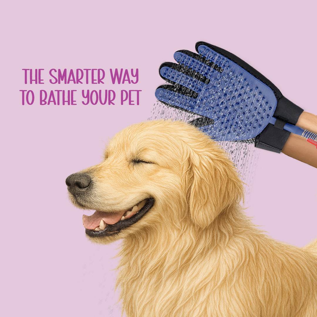 FurSplash Glove – Ergonomic Pet Bathing & Grooming Tool with Silicone Nubs - Tilting Heads
