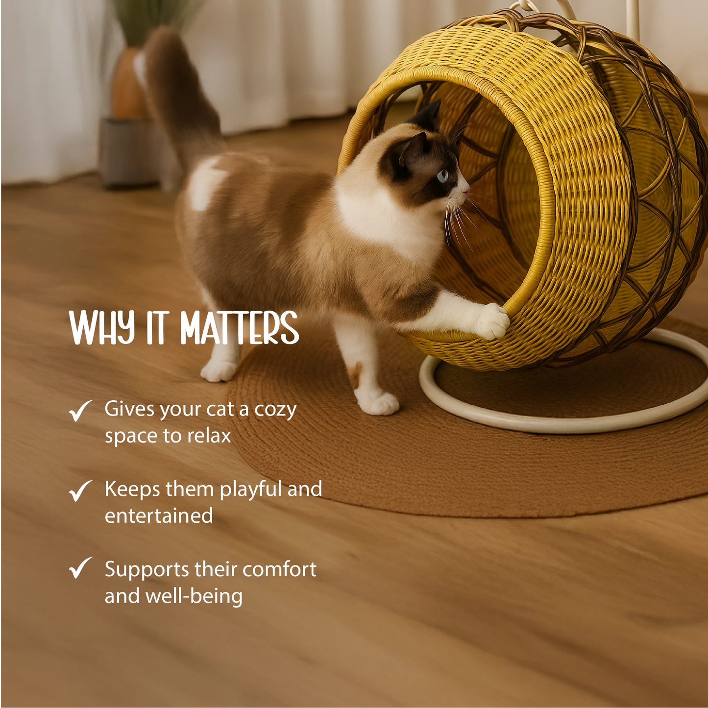 Wovyn Cat Hammock | Cozy Cat Swing | Breathable Design | Cushion & Toy Included