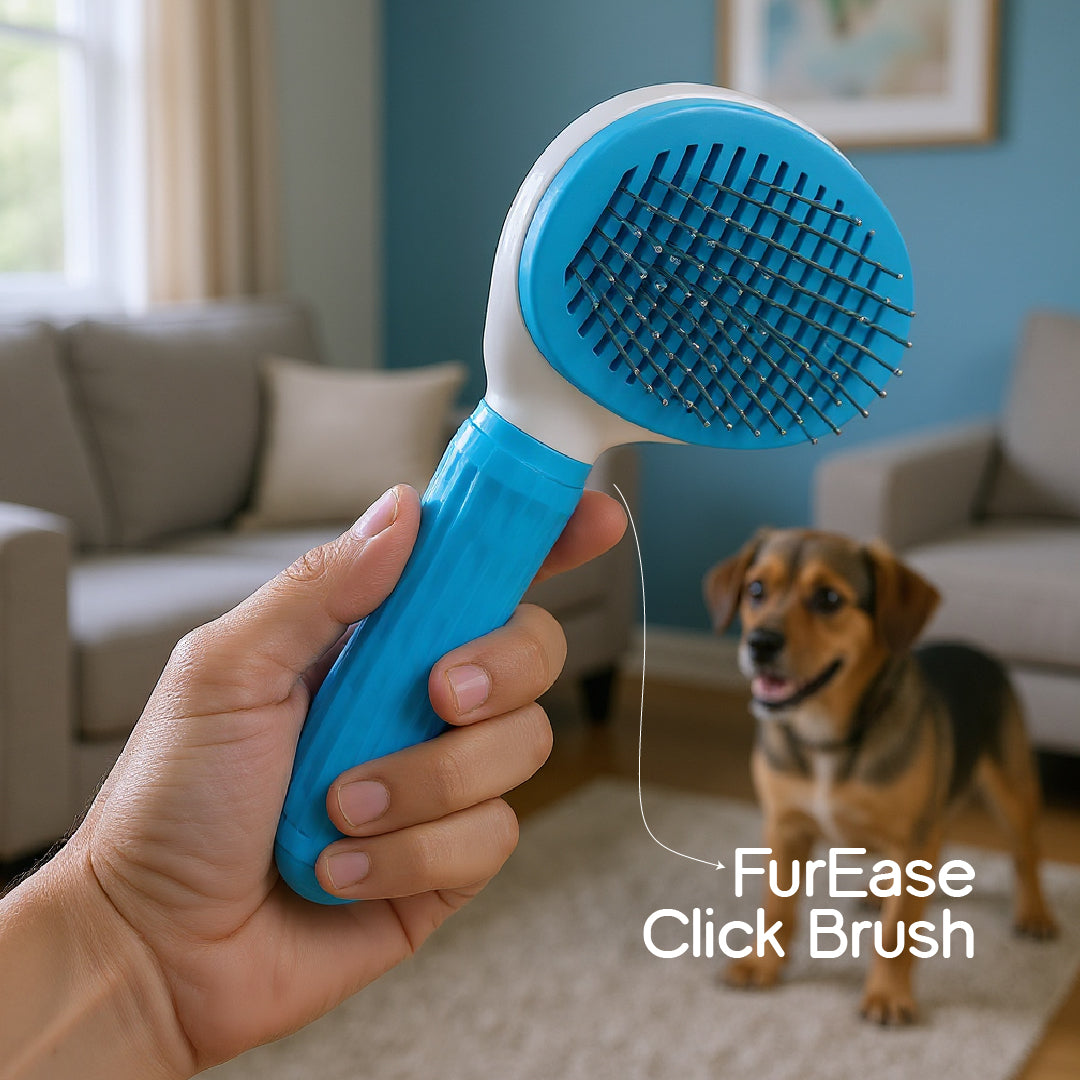 FurEase Click Brush | Pet Grooming Brush | One Glide, Total Shine