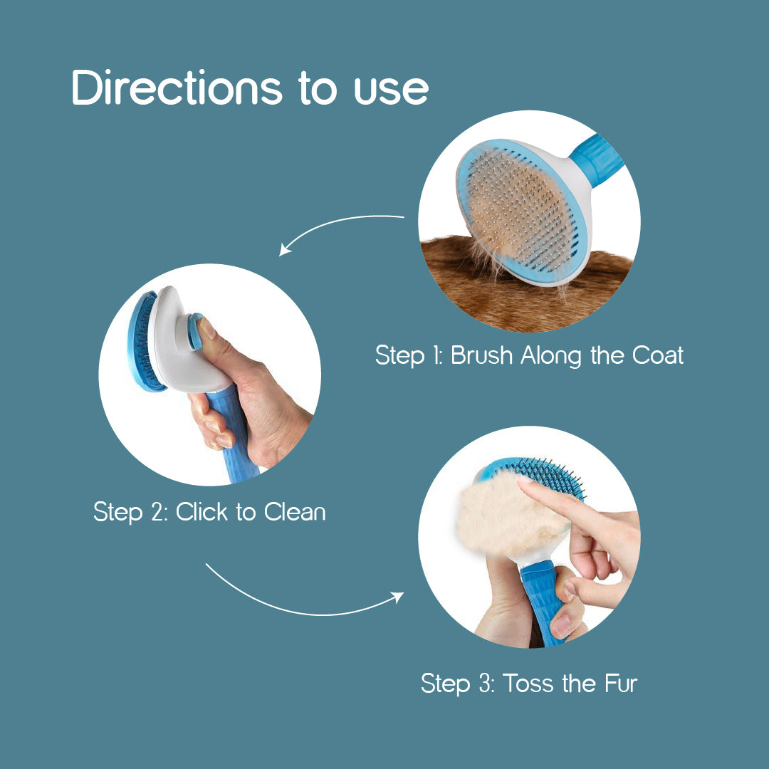 FurEase Click Brush | Pet Grooming Brush | One Glide, Total Shine