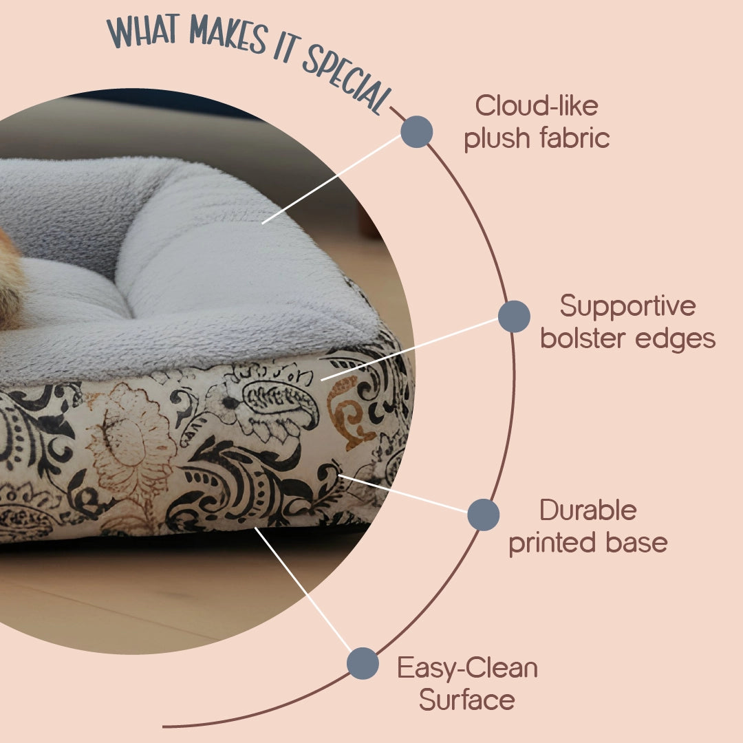 CloudLoom Bed – Soft Cushion Pet Bed with Bolster Support
