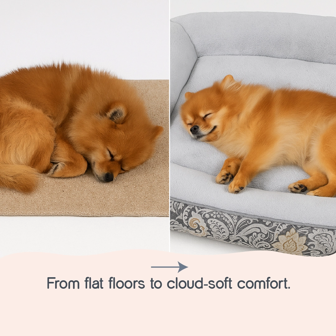CloudLoom Bed – Soft Cushion Pet Bed with Bolster Support