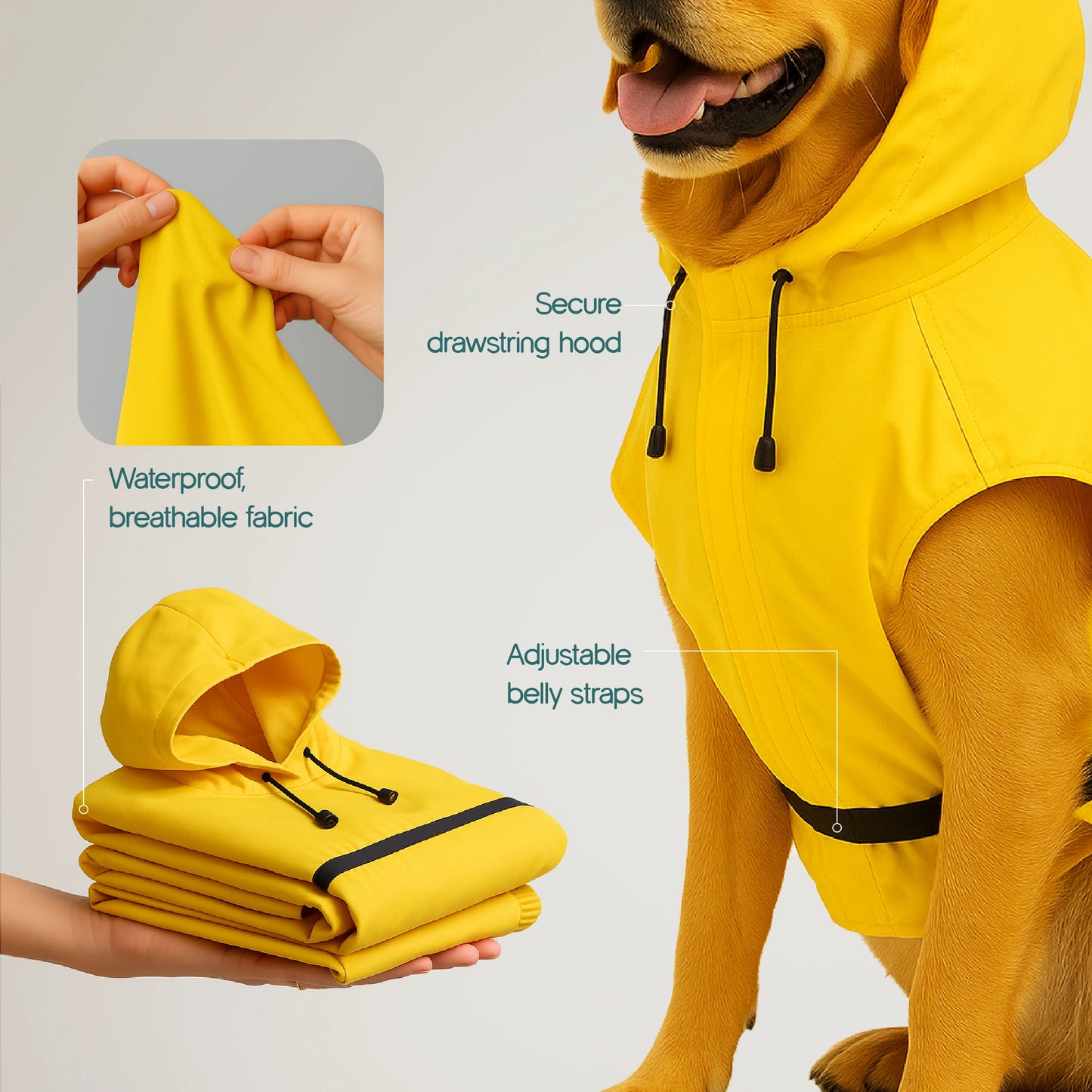 DrizzleCape – Waterproof Dog Raincoat | Fits All Breeds | Comfortable & Weather-Ready