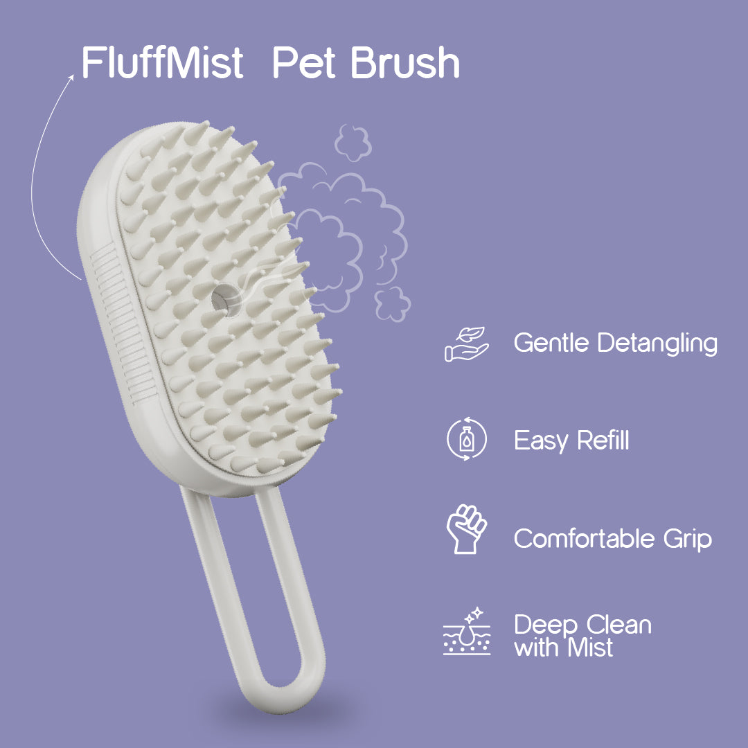 FluffMist Pet Brush – Steam Mist Grooming & Detangling Tool