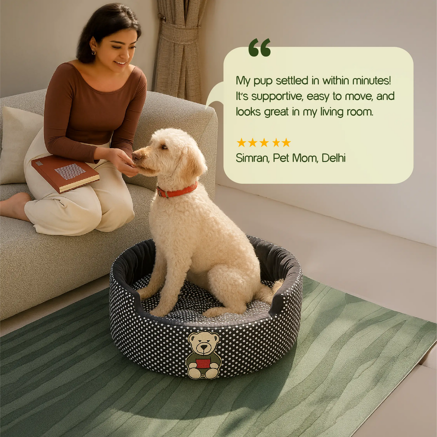 Pomelo Nest - Supportive Foam | Raised Sides | Washable Comfort