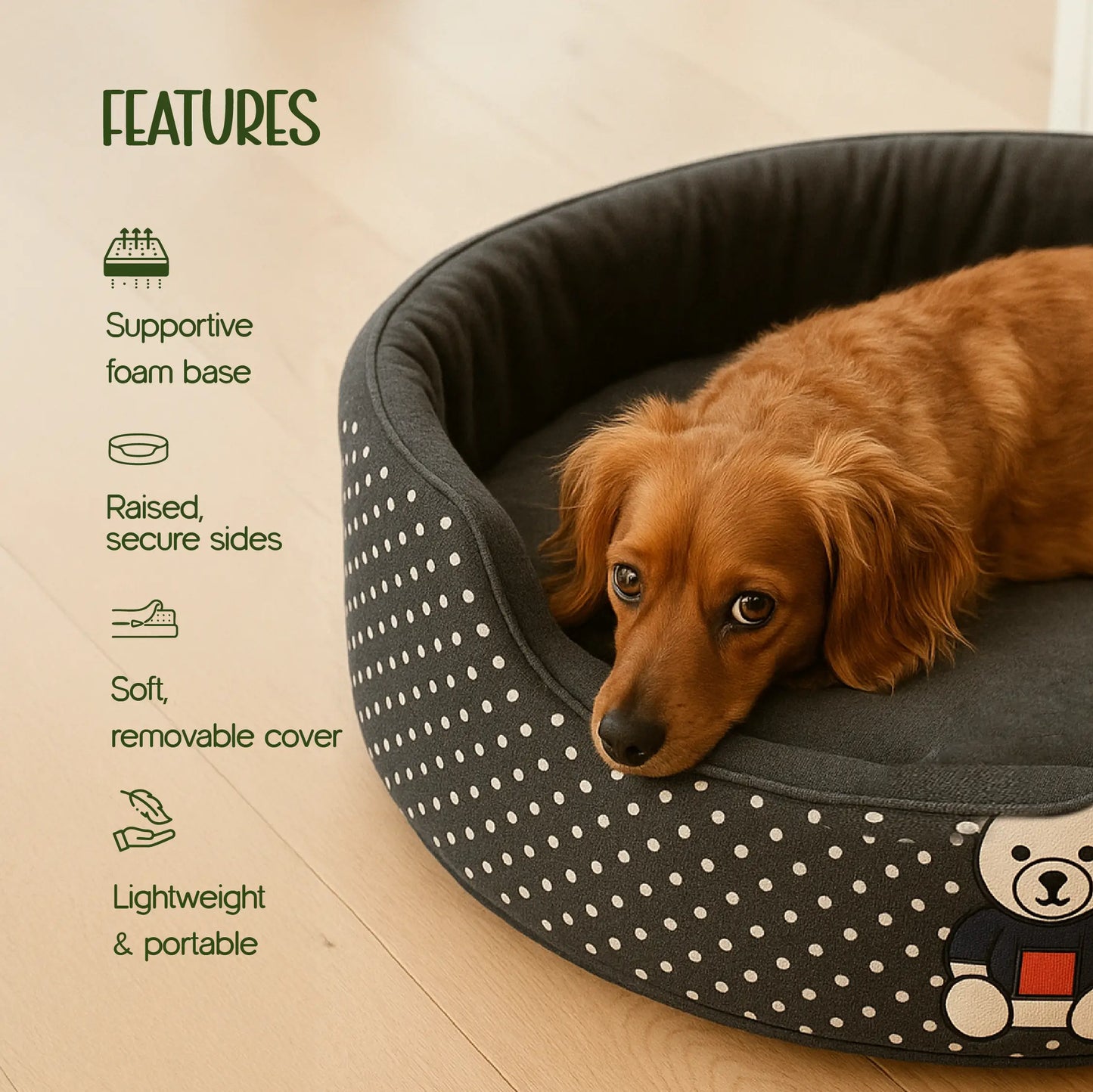 Pomelo Nest - Supportive Foam | Raised Sides | Washable Comfort