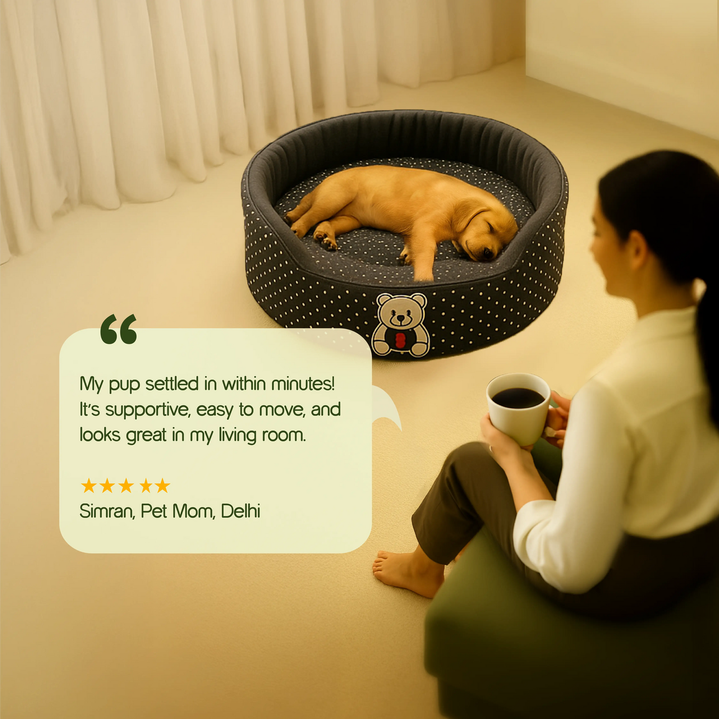 Pomelo Nest - Supportive Foam | Raised Sides | Washable Comfort