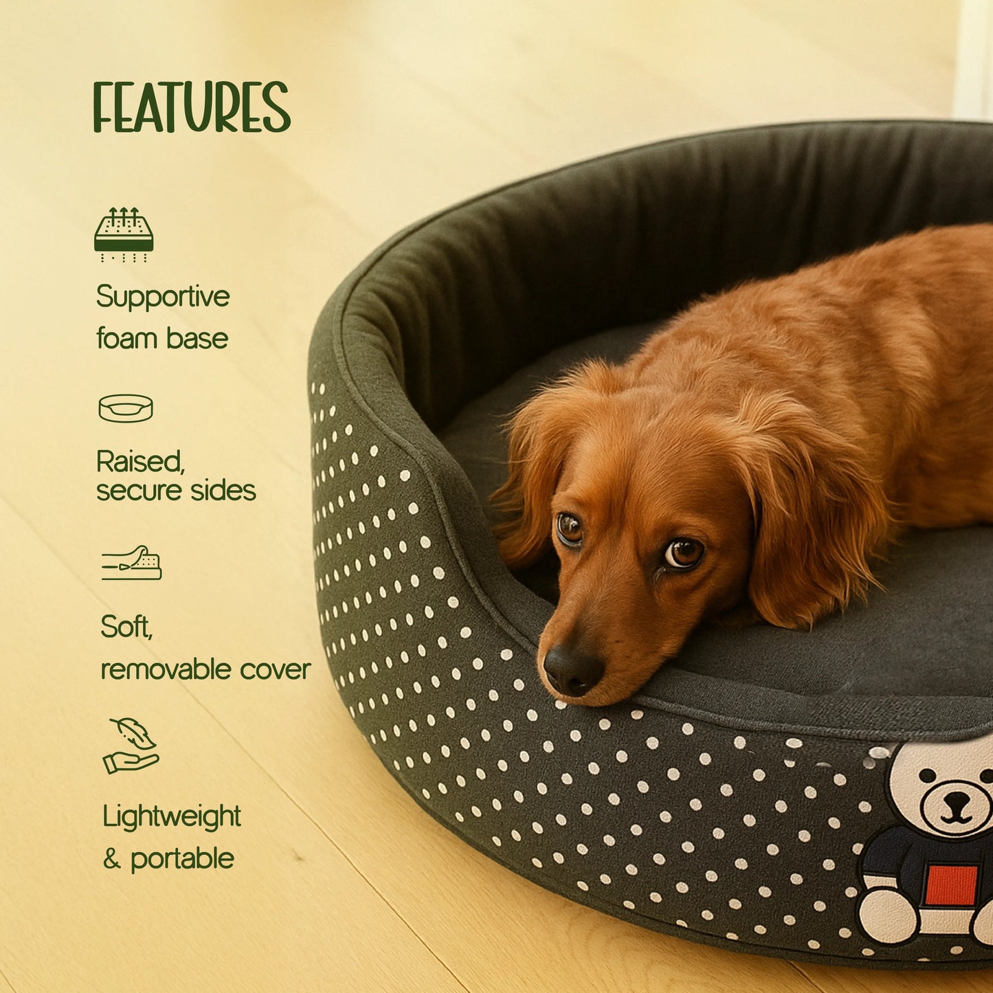 Pomelo Nest - Supportive Foam | Raised Sides | Washable Comfort