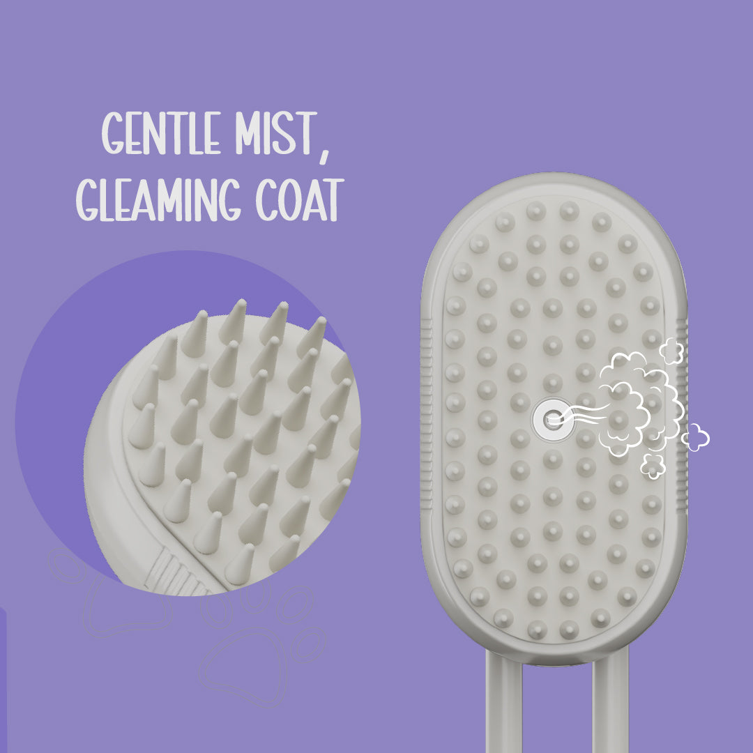 FluffMist Pet Brush – Steam Mist Grooming & Detangling Tool