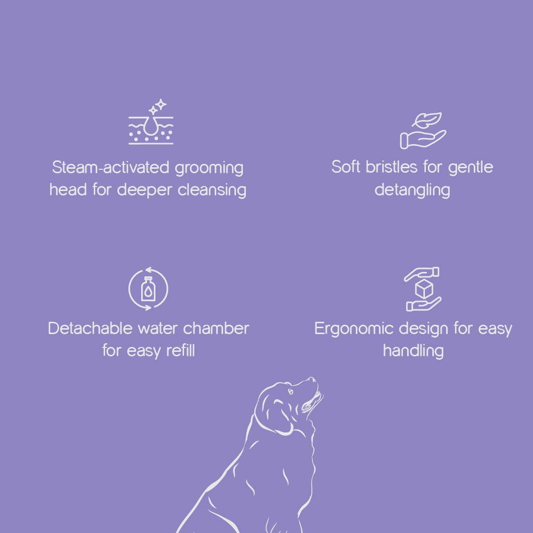 FluffMist Pet Brush – Steam Mist Grooming & Detangling Tool