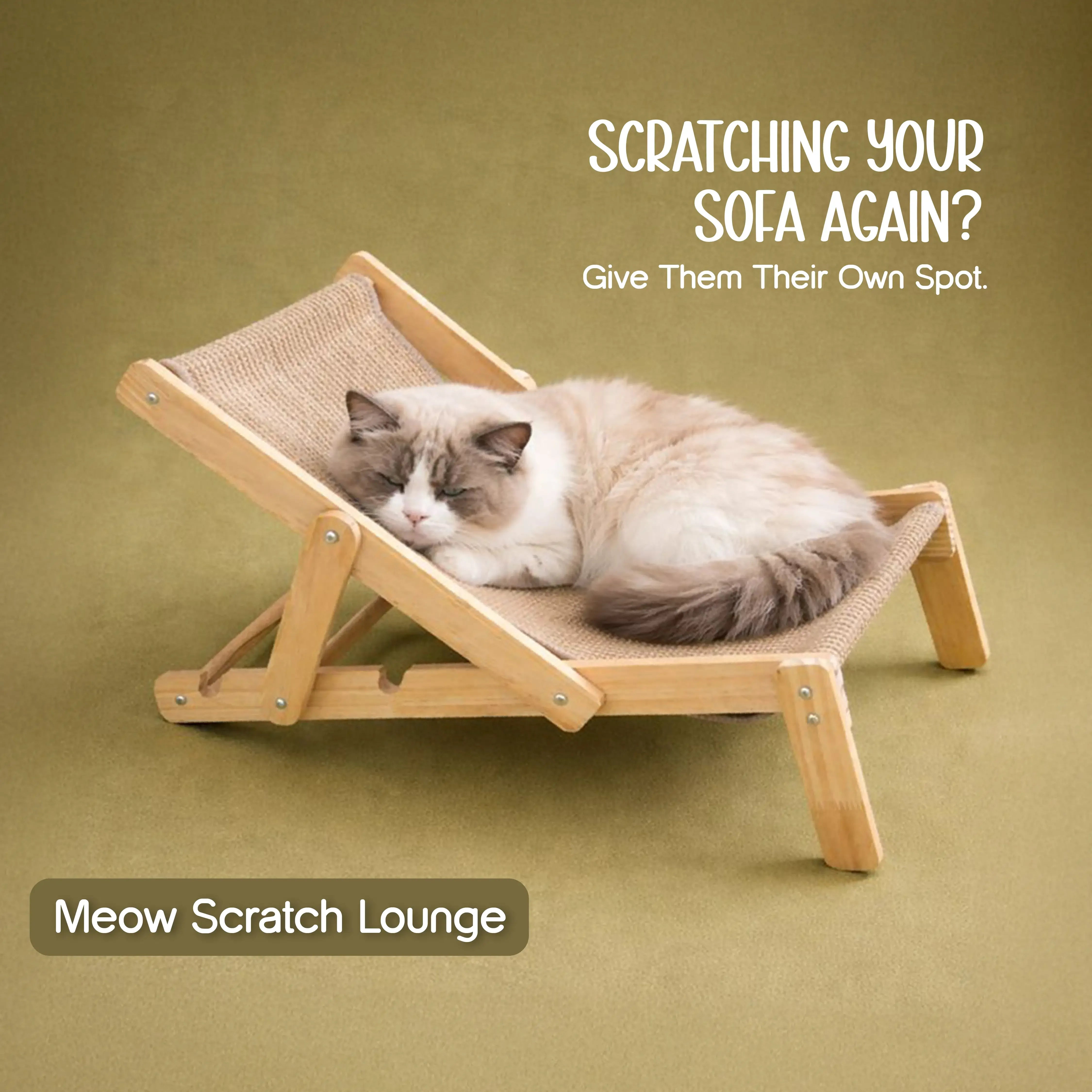 キャットページ Meow Scratch Lounge – Cat Scratcher & Relax Bed – Tilting Heads