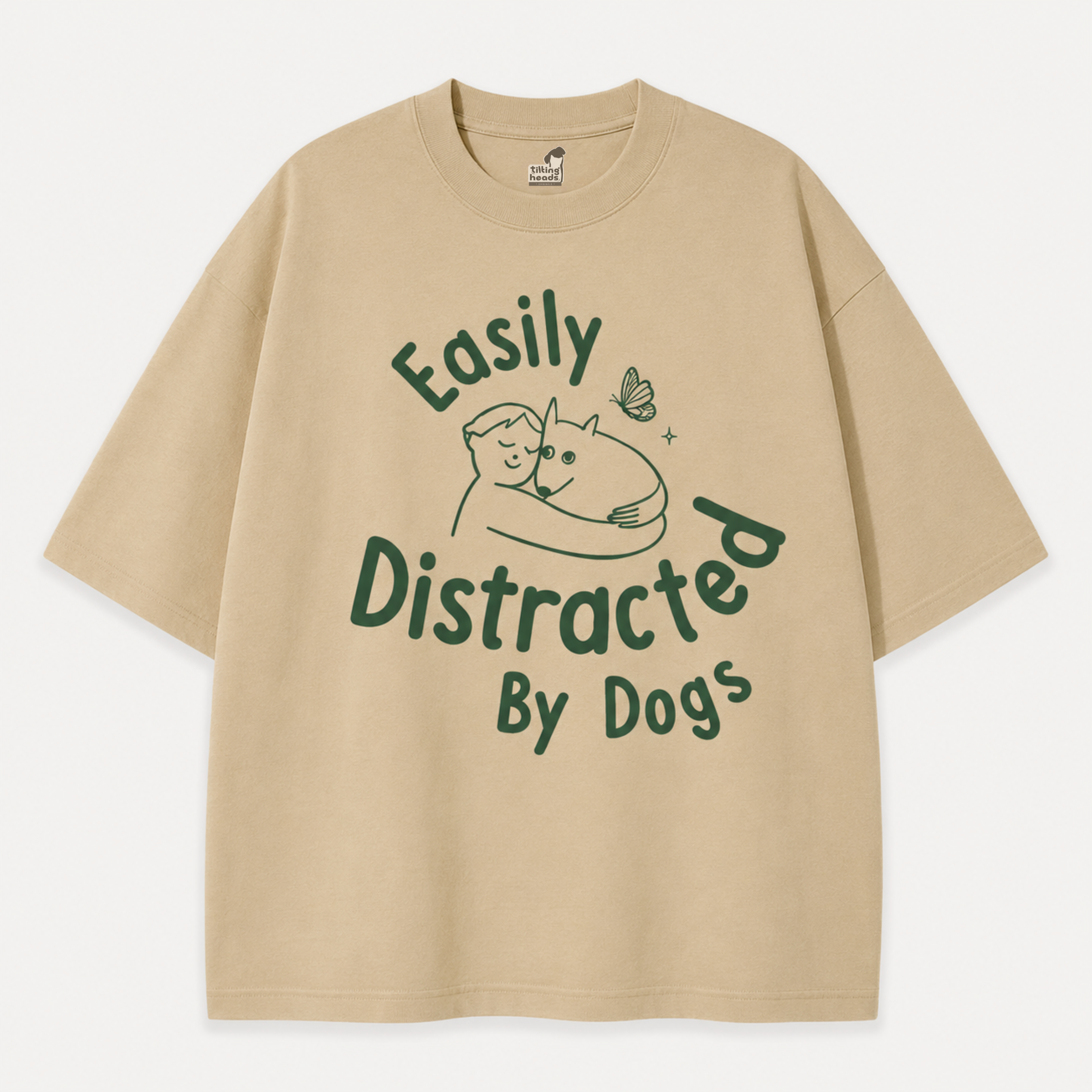 Easily Distracted by Dogs T-Shirt – Oversized Cotton Wear for Dog Lovers