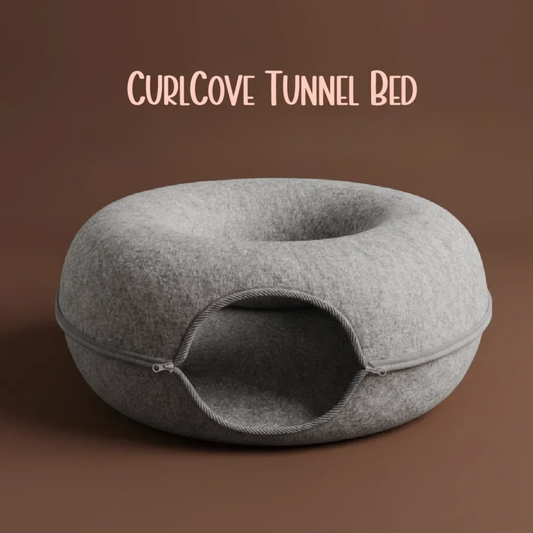 CurlCove Tunnel Bed | Warm, Cozy & Playful Hideout for Cats