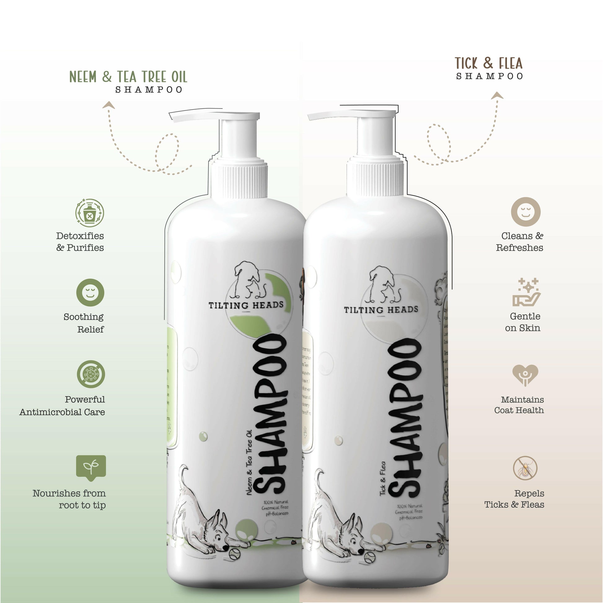 Neem & Tick Relief Dog Shampoo Combo – Protect & Nourish | Tilting Heads.