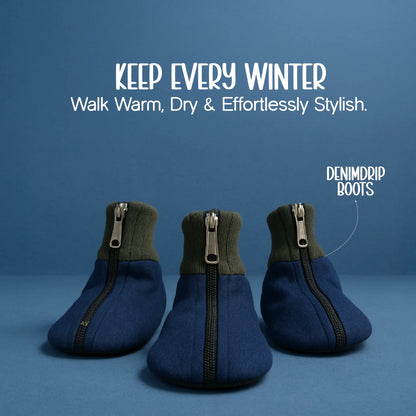DenimDrip Boots – Warm, Stylish & Secure Paw Protection for Winter