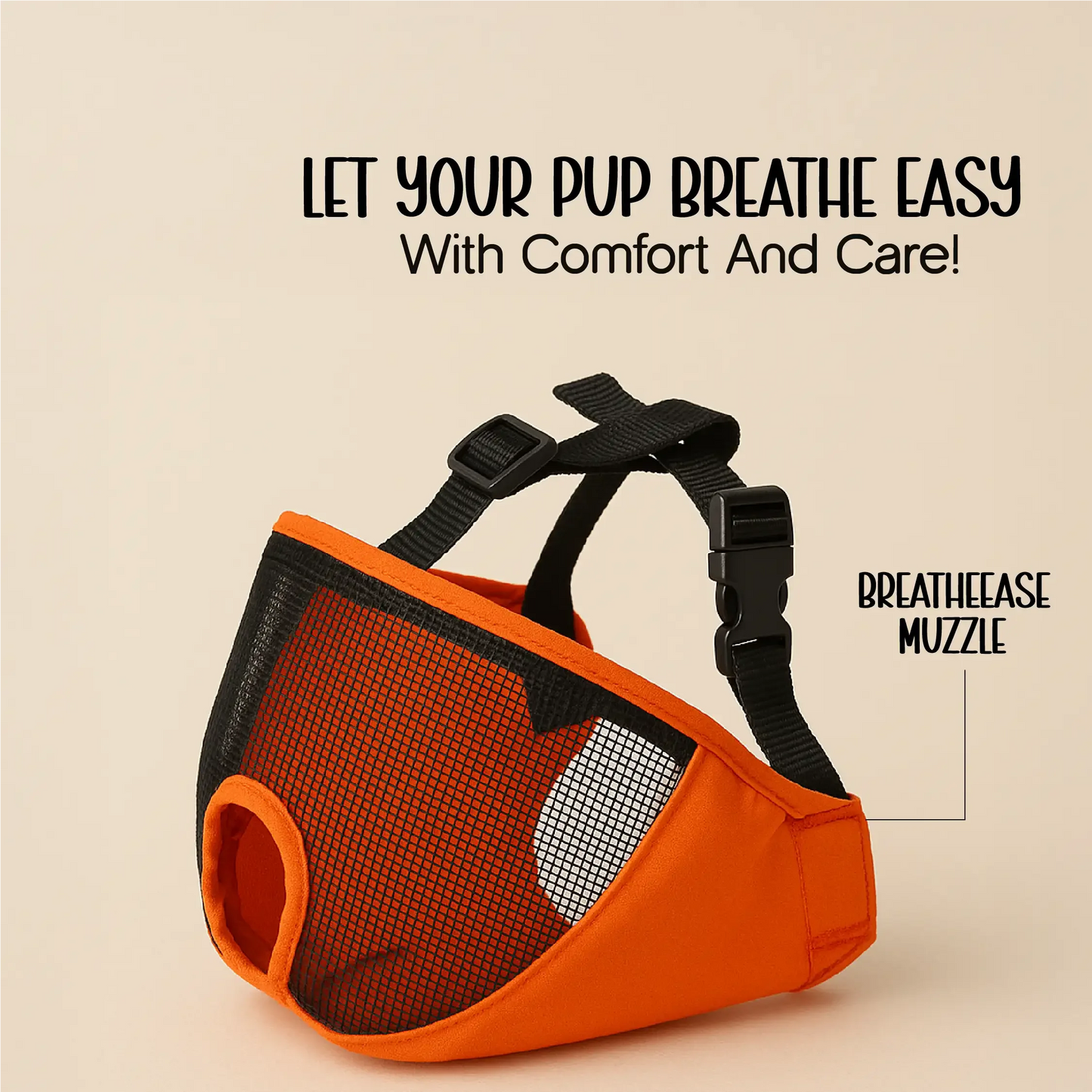 BreatheEase Muzzle – Breathable No-Bark Muzzle for Small Pets - Tilting Heads