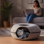 CurlCove Tunnel Bed | Warm, Cozy & Playful Hideout for Cats