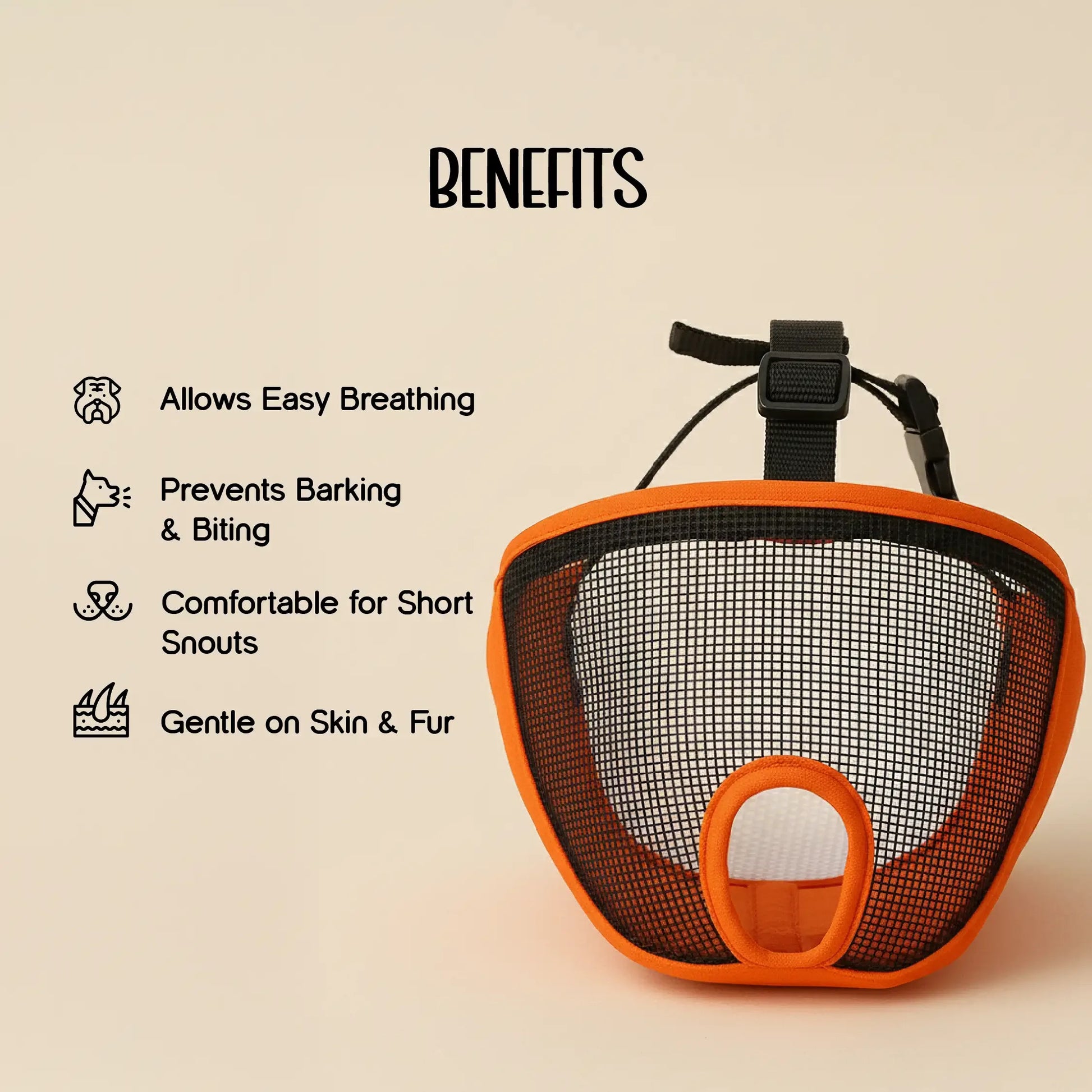 BreatheEase Muzzle – Breathable No-Bark Muzzle for Small Pets - Tilting Heads