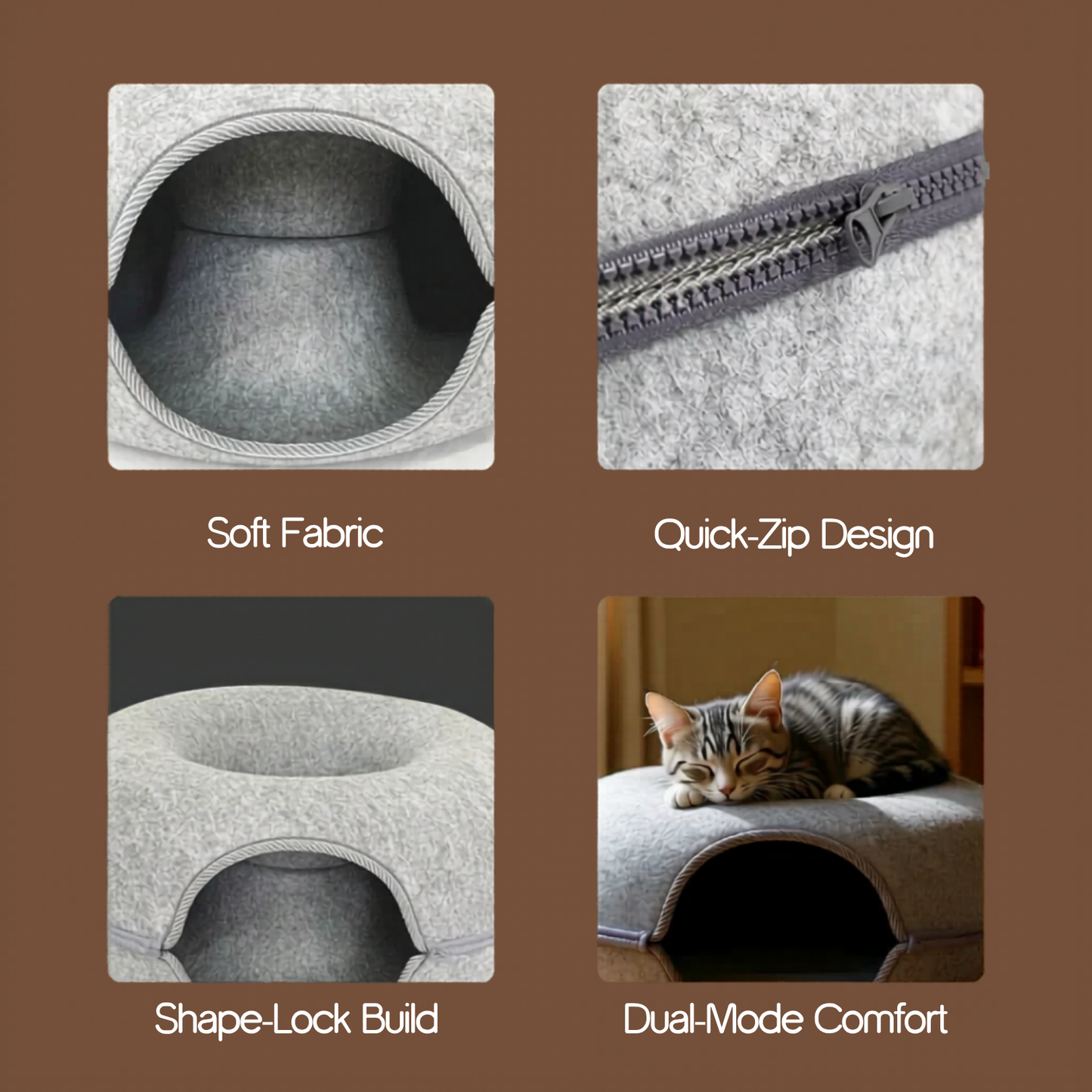 CurlCove Tunnel Bed | Warm, Cozy & Playful Hideout for Cats
