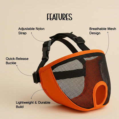 BreatheEase Muzzle – Breathable No-Bark Muzzle for Small Pets - Tilting Heads