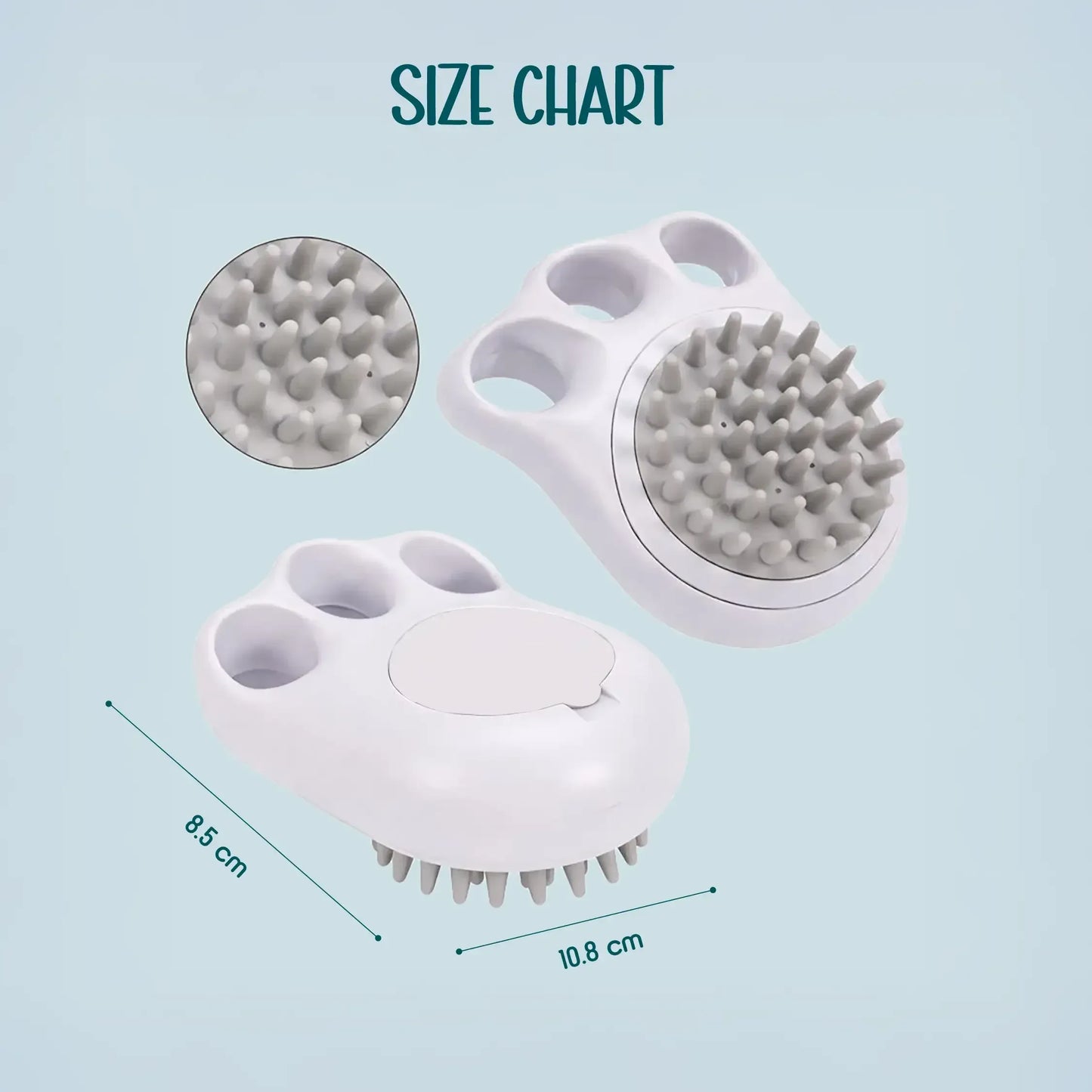 FoamFlow Bath Brush - 2 in 1 Pet Massage Brush with Shampoo Dispenser - Tilting Heads