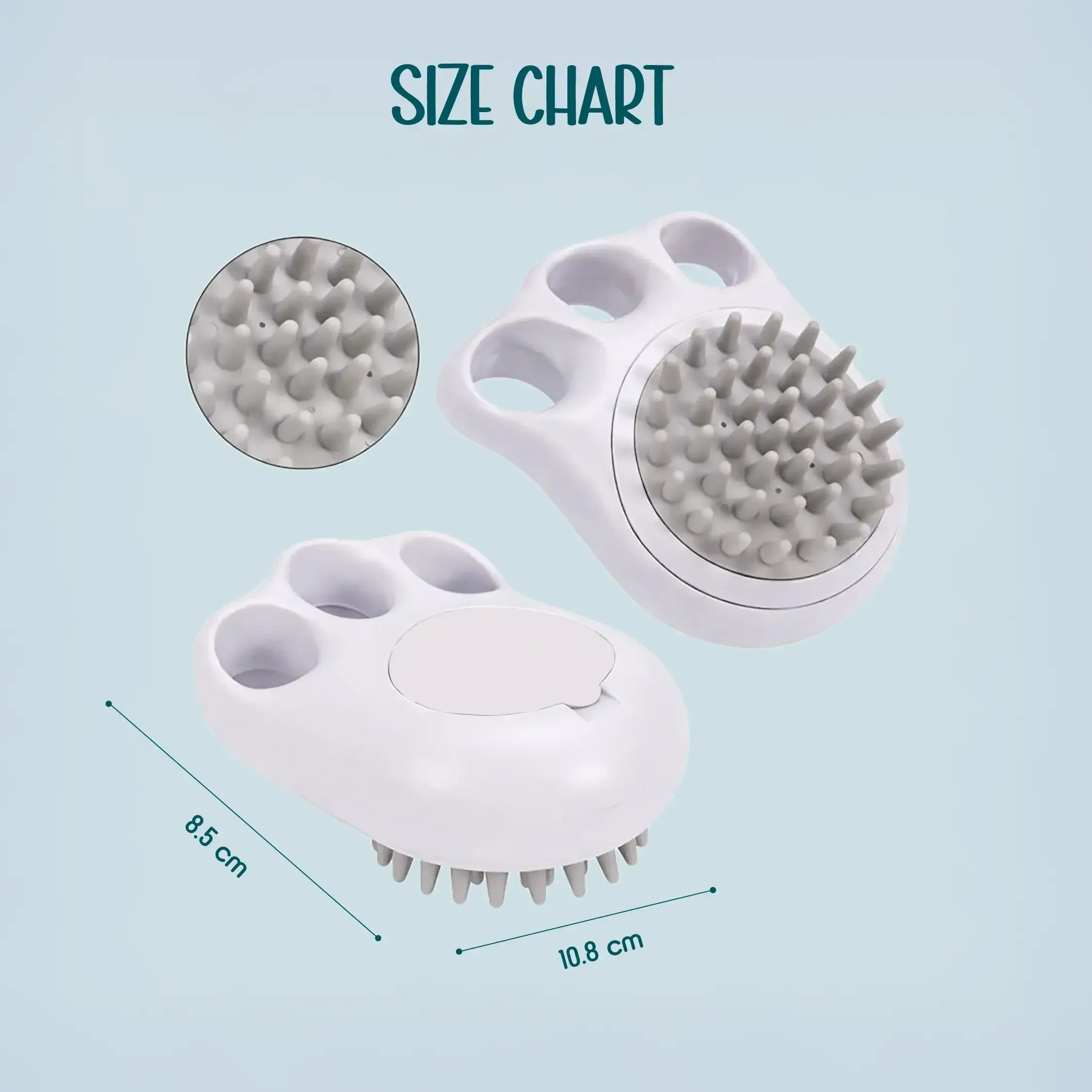 FoamFlow Bath Brush - 2 in 1 Pet Massage Brush with Shampoo Dispenser - Tilting Heads