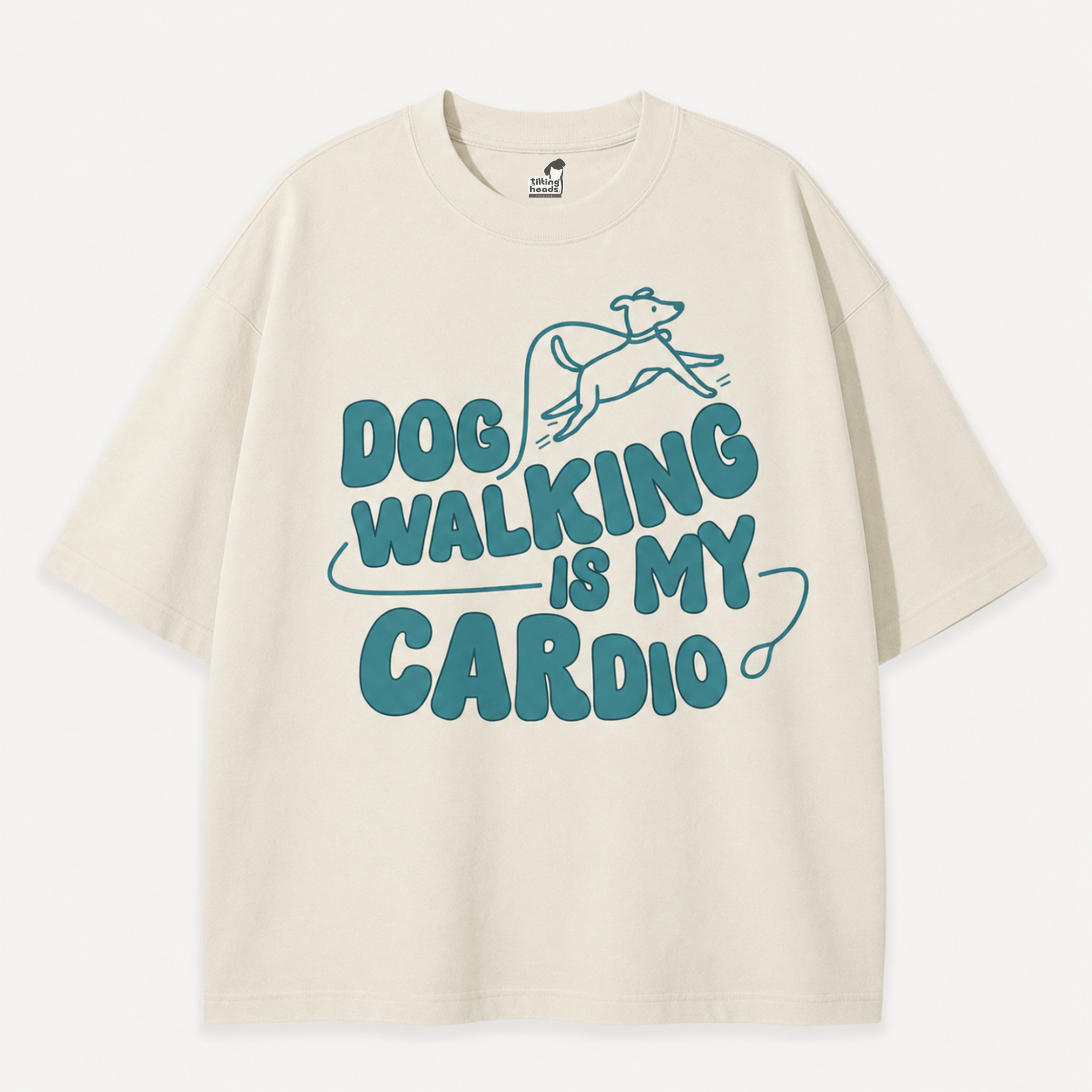 Dog Walking Is My Cardio T-Shirt – Oversized Cotton Fit for Pet Parents