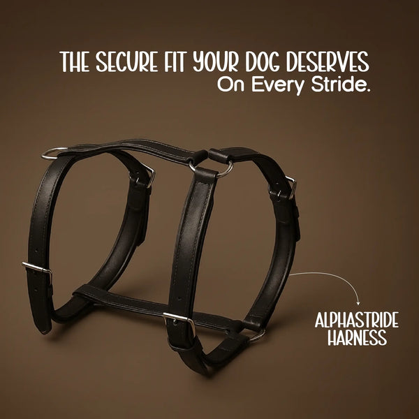 AlphaStride Harness – The Ultimate Leather Harness for Confident, Controlled Walks - Tilting Heads