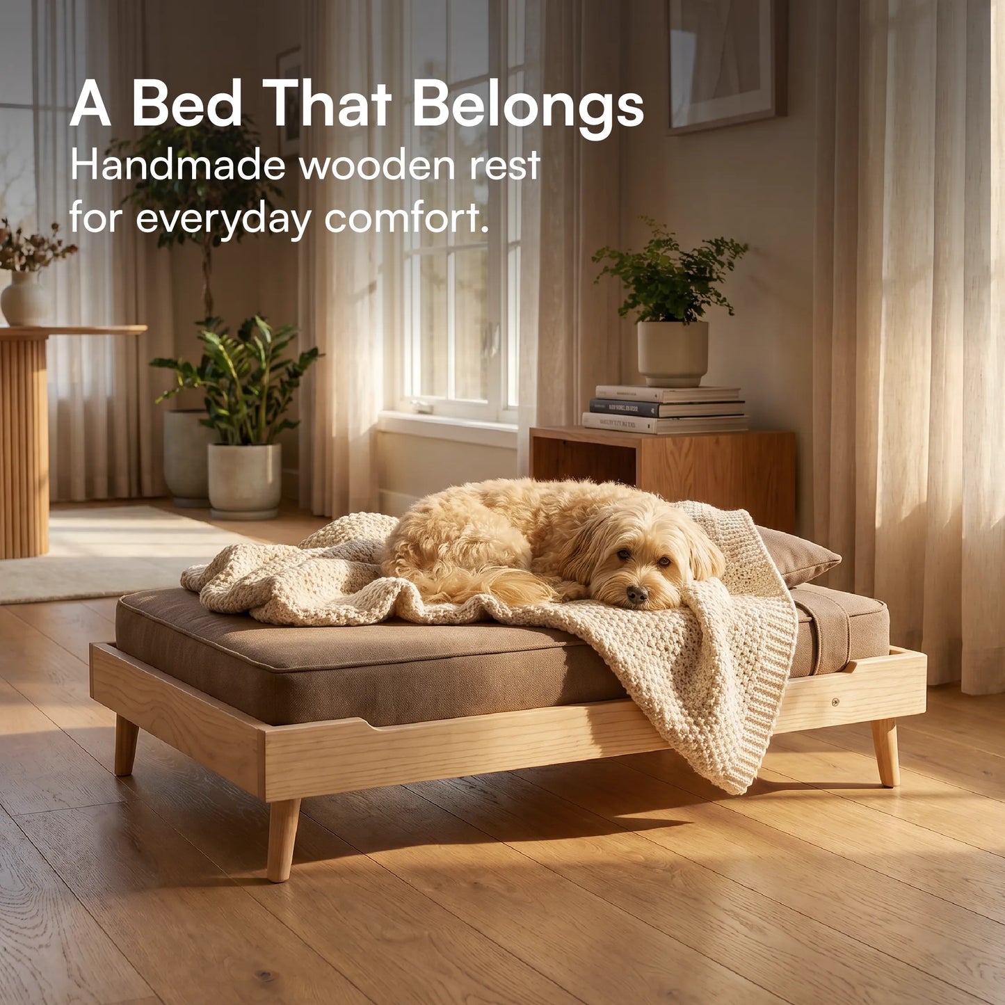 AristoBed | Handmade Wooden Pet Bed | Durable | Stylish & Washable