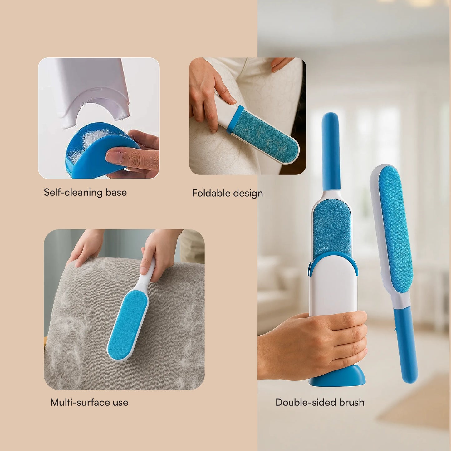 AuraSwipe Lint Brush | Effortless Fur Removal | Travel-Friendly | Self-Cleaning