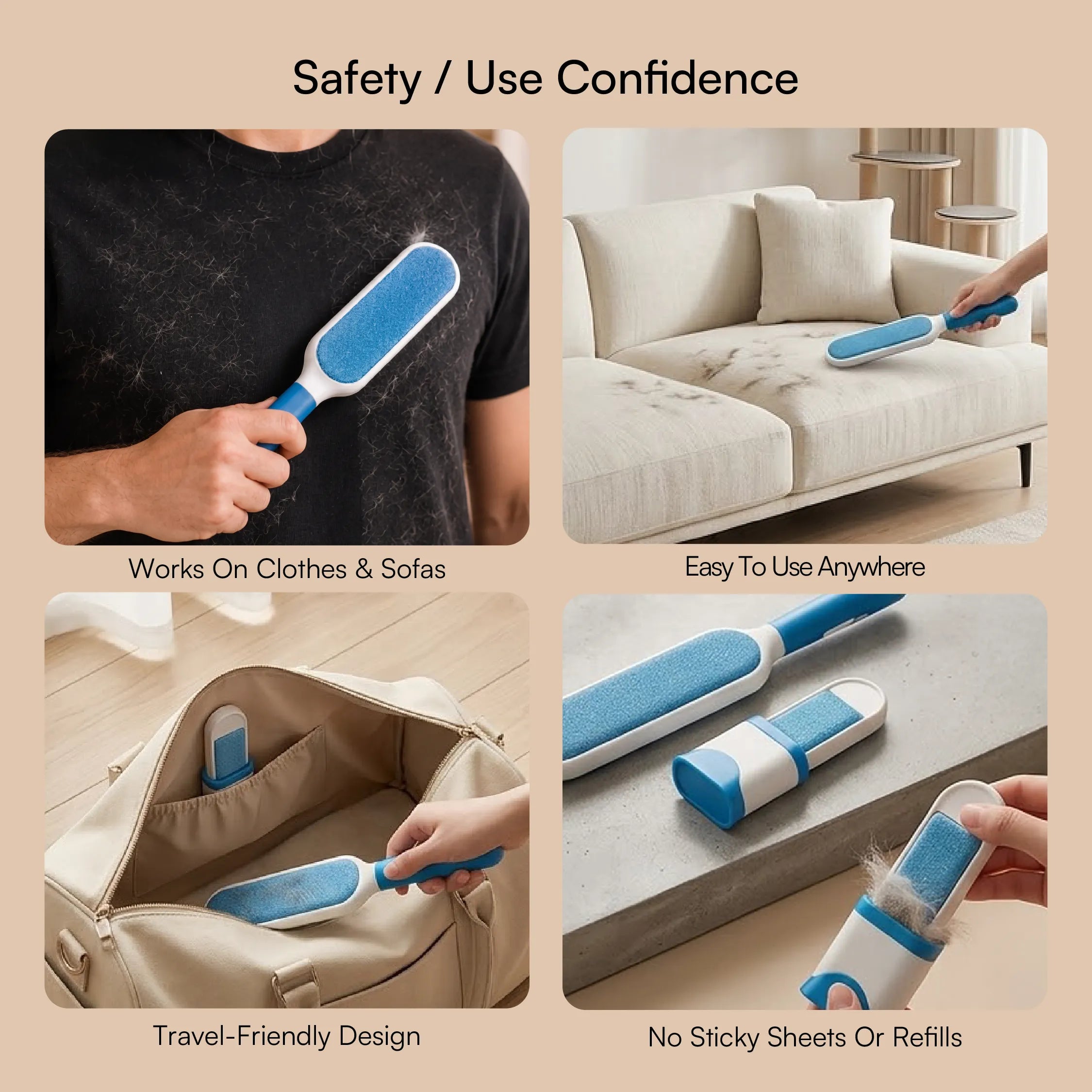 AuraSwipe Lint Brush | Effortless Fur Removal | Travel-Friendly | Self-Cleaning