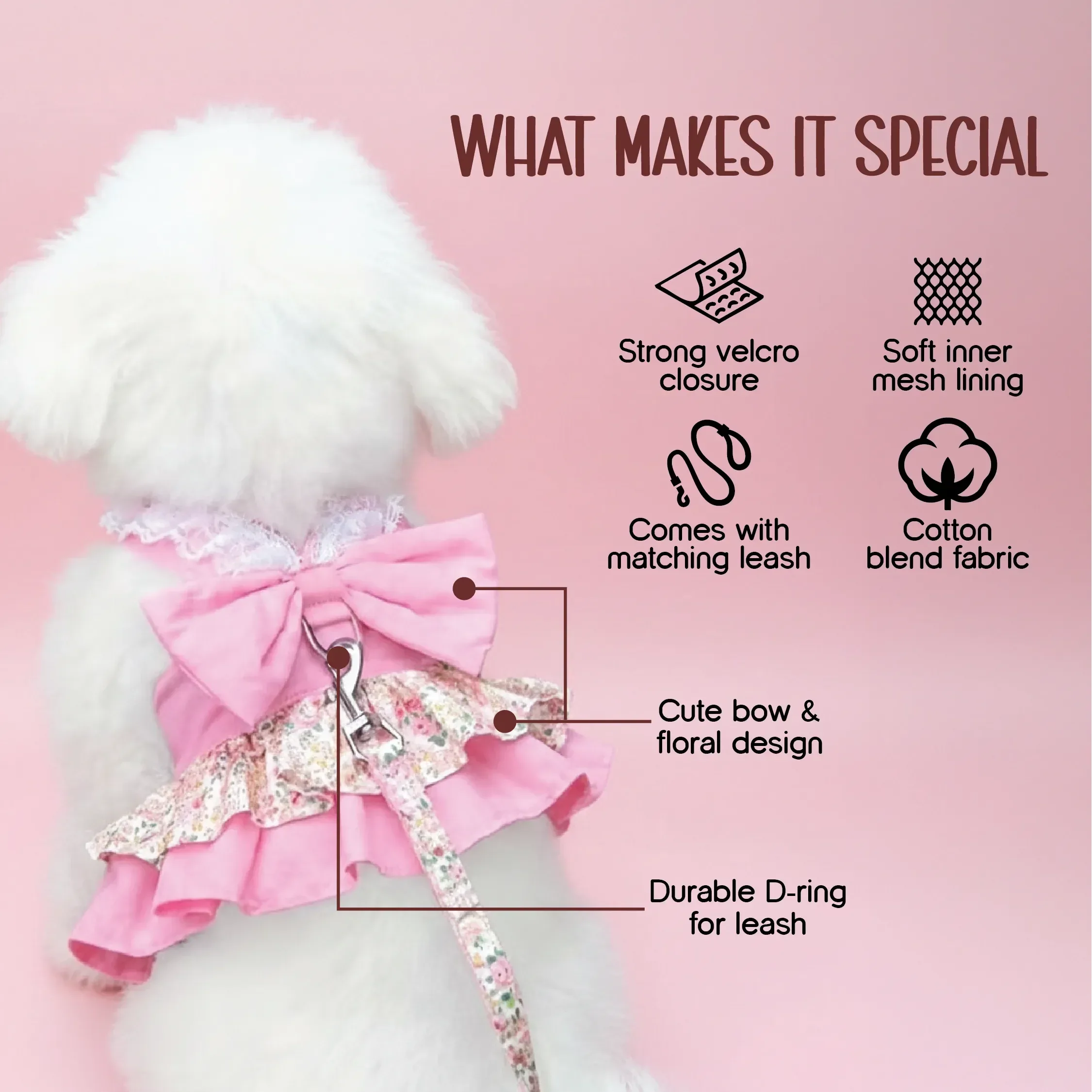 BLOOMI Harness – Cotton Floral Vest Harness for Small Pets