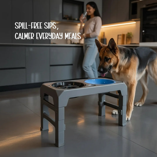 CalmSip Meal Station | Multi-Height Comfort, Slow Feeder & Spill-Proof Bowl for Healthier Mealtimes - Tilting Heads