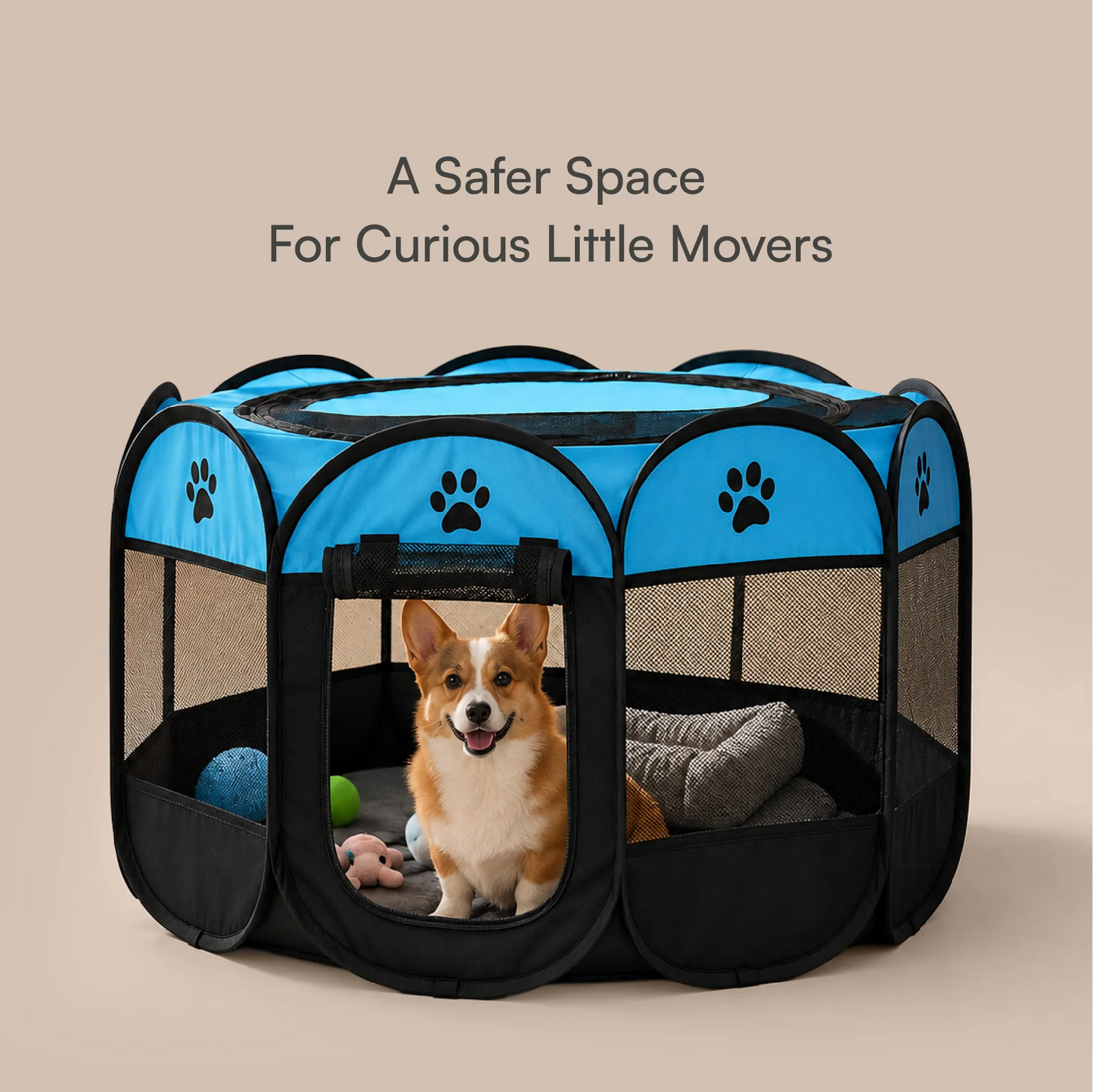 CasaFrolic Playpen | Foldable Pet Enclosure | Safe, Portable & Breathable