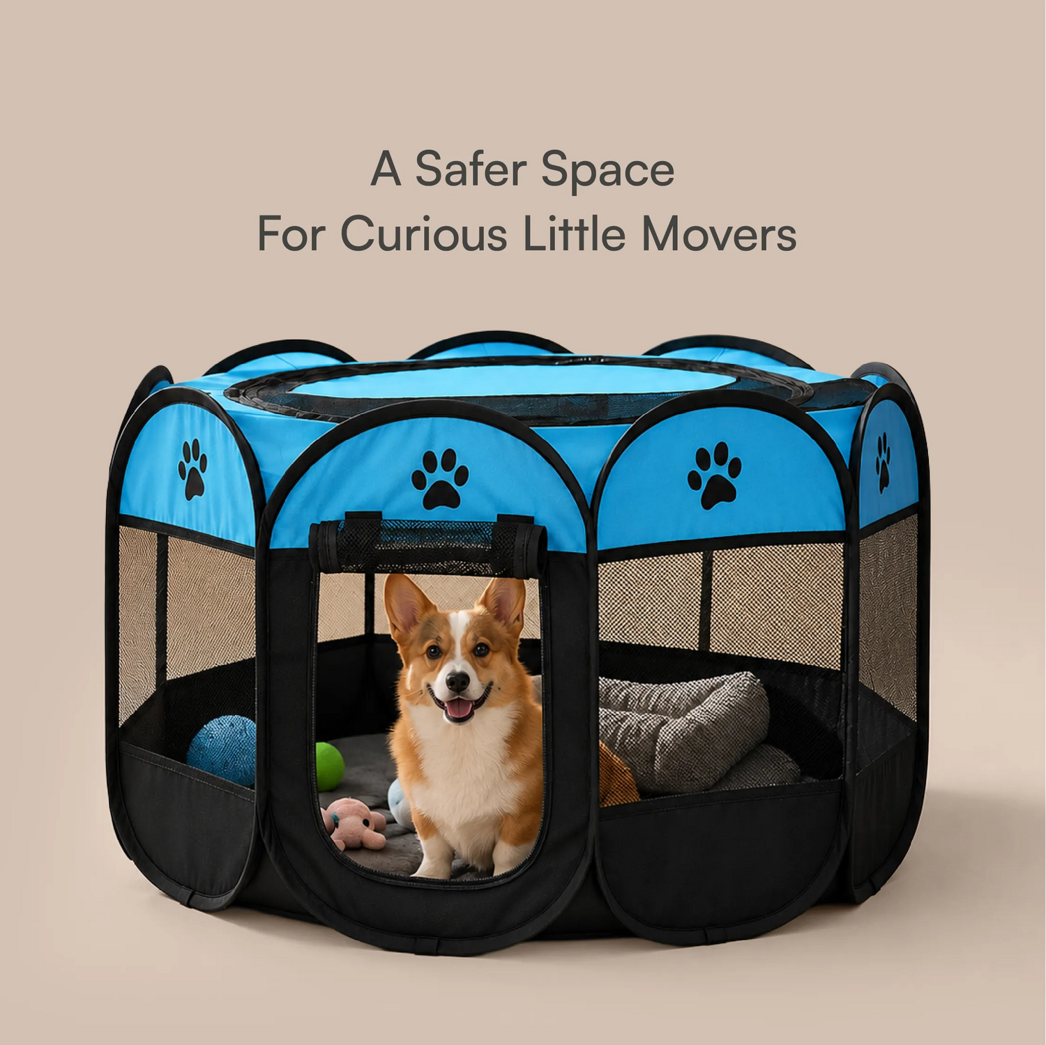 CasaFrolic Playpen | Foldable Pet Enclosure | Safe, Portable & Breathable