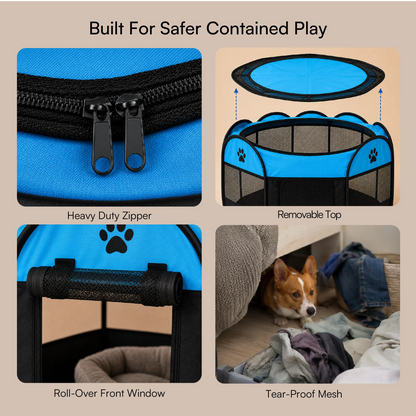 CasaFrolic Playpen | Foldable Pet Enclosure | Safe, Portable & Breathable