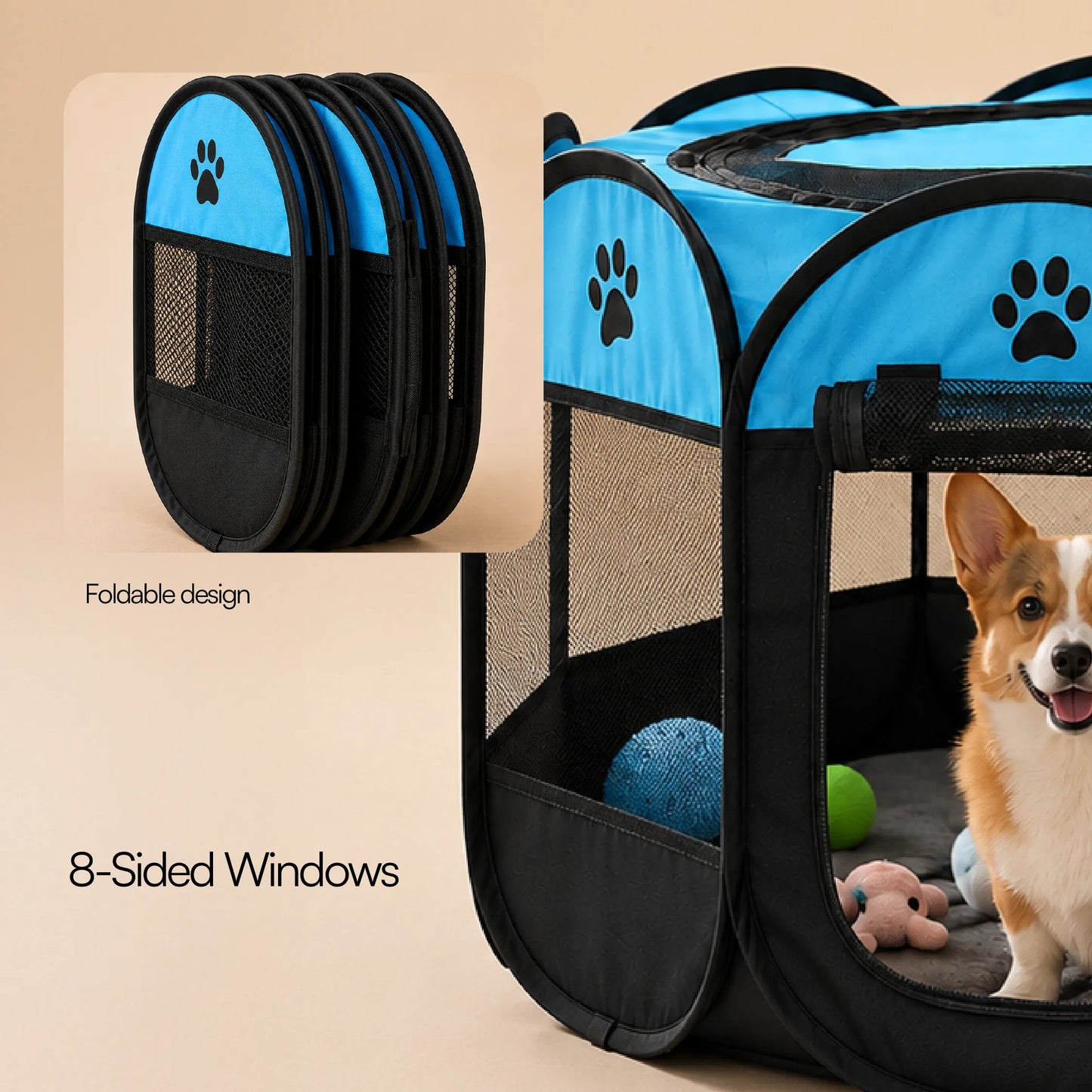 CasaFrolic Playpen | Foldable Pet Enclosure | Safe, Portable & Breathable