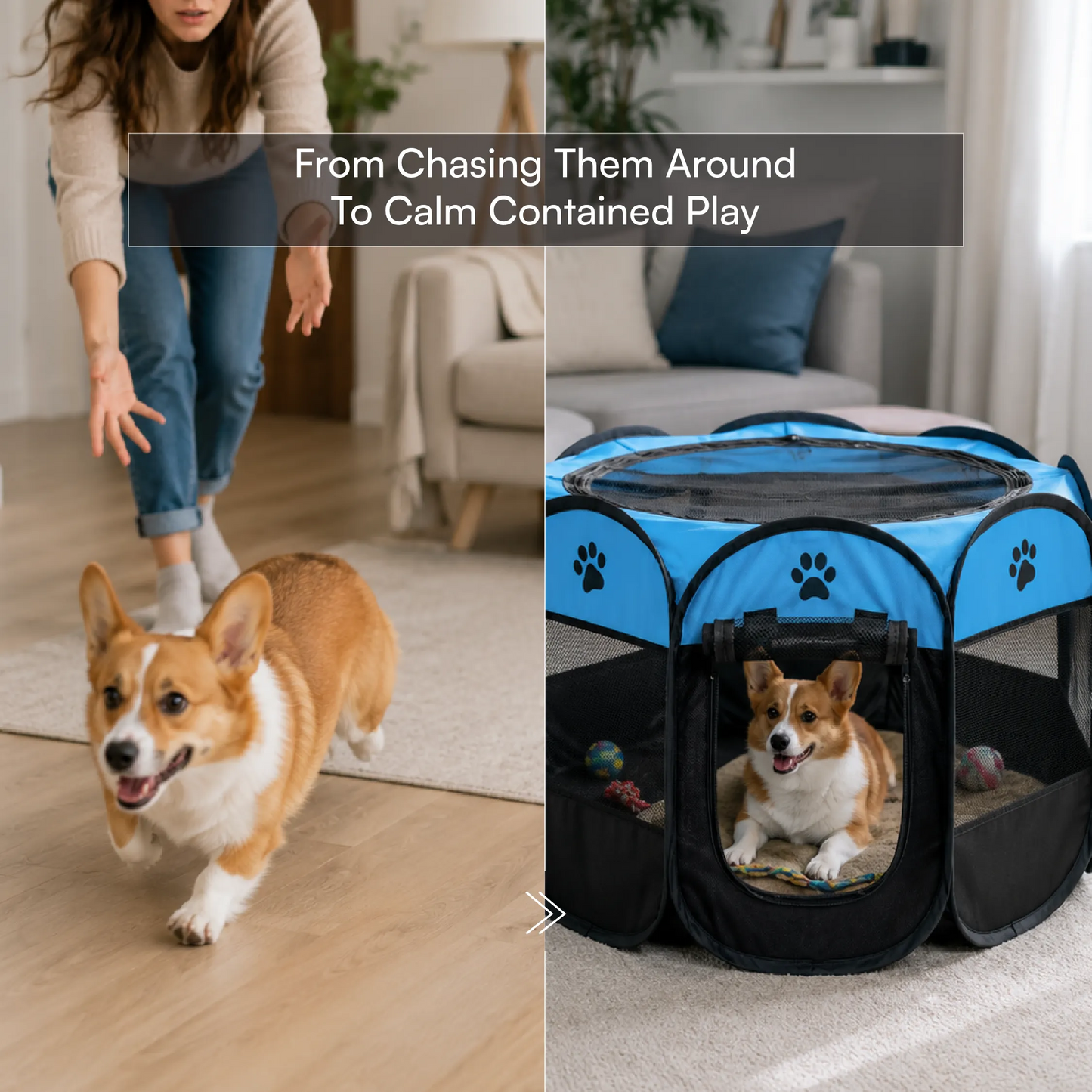 CasaFrolic Playpen | Foldable Pet Enclosure | Safe, Portable & Breathable