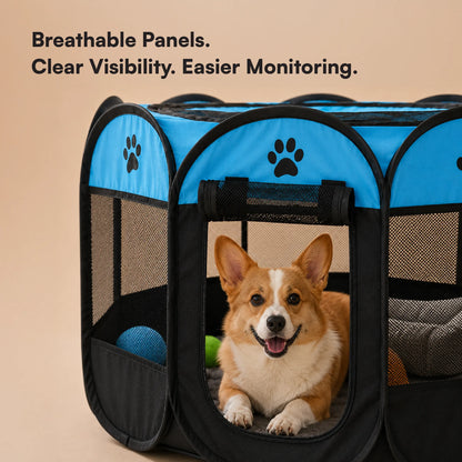 CasaFrolic Playpen | Foldable Pet Enclosure | Safe, Portable & Breathable