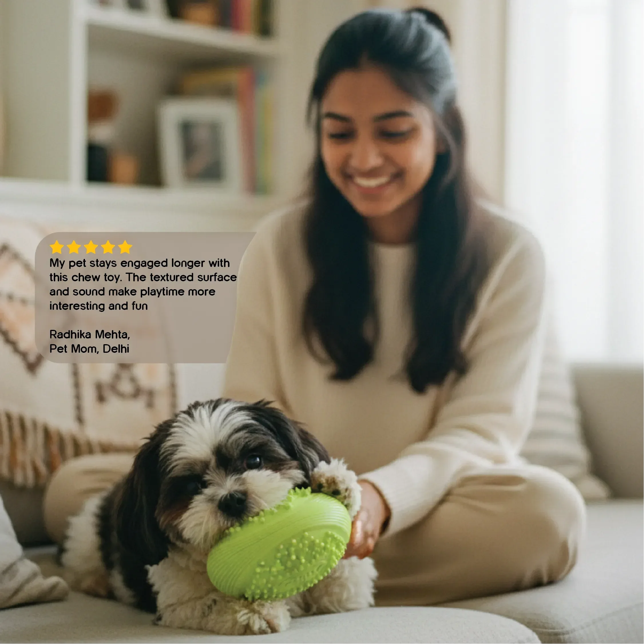 ChewBuzz Toy | Interactive Sound Chew Toy for Dogs | Textured Rubber Boredom Buster