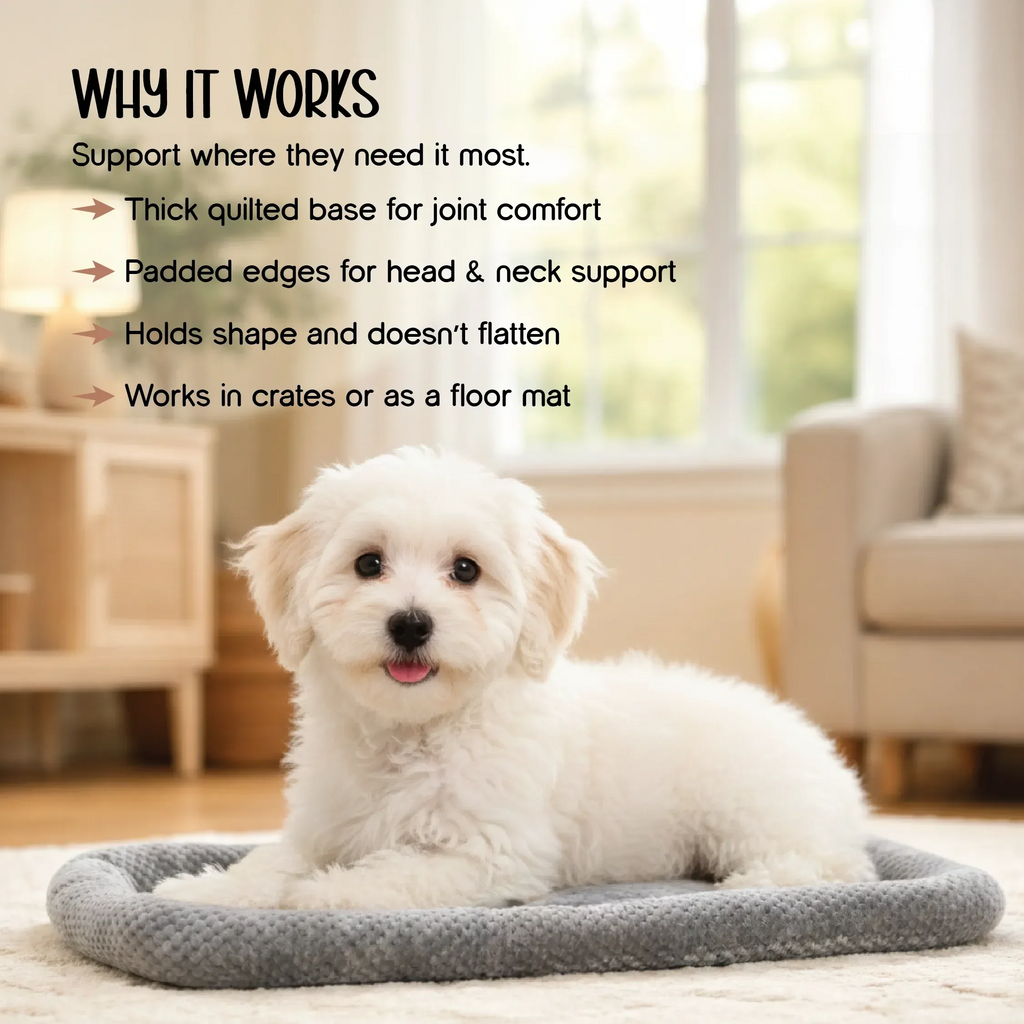 Cloud Quilted Mat– Quilted Crate & Floor Comfort Bed for Small & Medium Pets