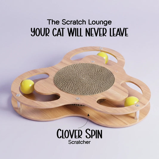 Clover Spin Scratcher – Interactive Scratch & Chase Lounge for Indoor Cats